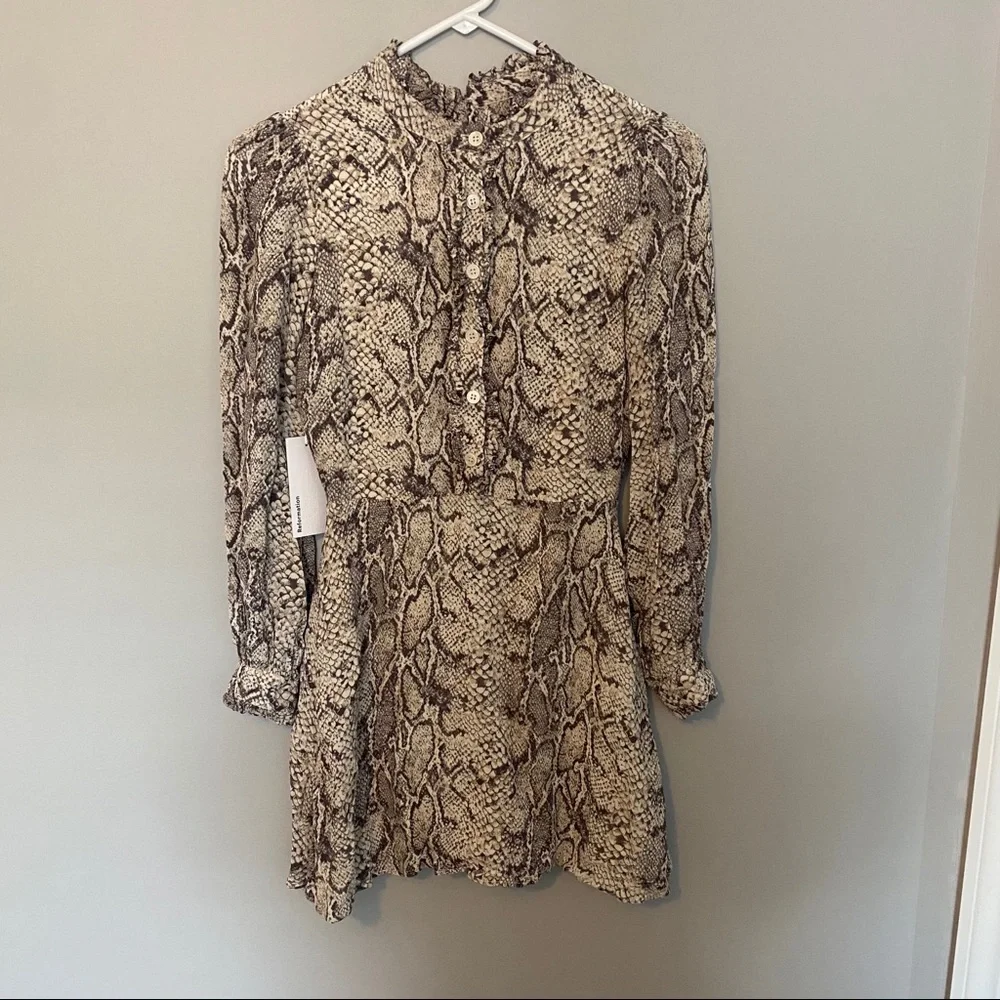 NWT Reformation Mathilda Python Mini Dress - Picture 6 of 16
